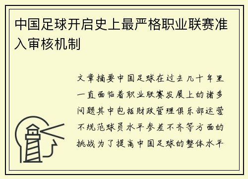 中国足球开启史上最严格职业联赛准入审核机制